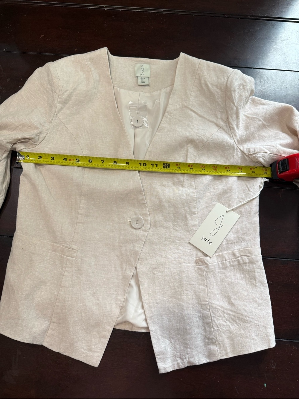 Joie Women’s Blazer Jacket Size L Beige Linen Blend Lightweight 1-Button NWT - Picture 7 of 8